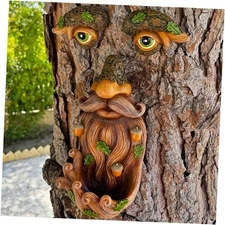  Tree Face Decor - Outdoor Bird Feeder with Acorns - Old Man Tree Face Garden 