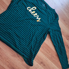 Talbots Petites MP Green/Blue Striped Long Sl...