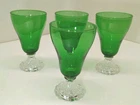 VTG Set of 4 Anchor Hocking Green Burple Depression Iced Tea Water Goblet 5.75”