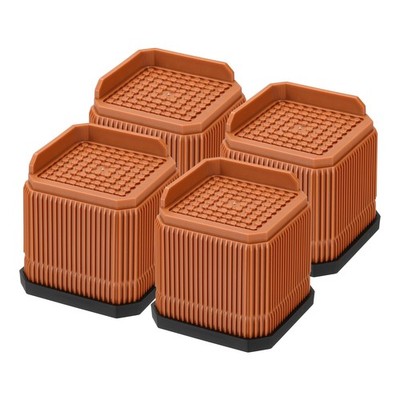 Bed Risers, Square Heavy Duty Stackable Lift Block to 1 Inch & 2.8 Inch, Brown