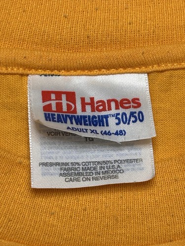 Locusts Polo Club T-shirt Hanes Vintage Label Yellow Short Sleeve XL 1990’s Tag - Picture 3 of 5