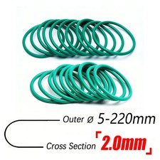 2.0mm Cross Section FKM 70 Rubber O Ring Seals Seals Green O Ring ID 1mm - 216mm