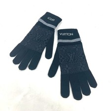 LOUIS VUITTON M73470 Gon Mai Monogram Eclipse gloves wool Black/gray