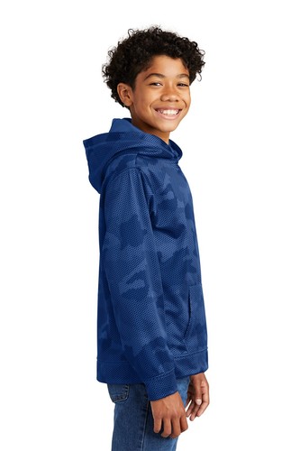 Sport-Tek YST240 Youth Polyester Sport-Wick Camohex Fleece Hoodie Pullover - Picture 19 of 27