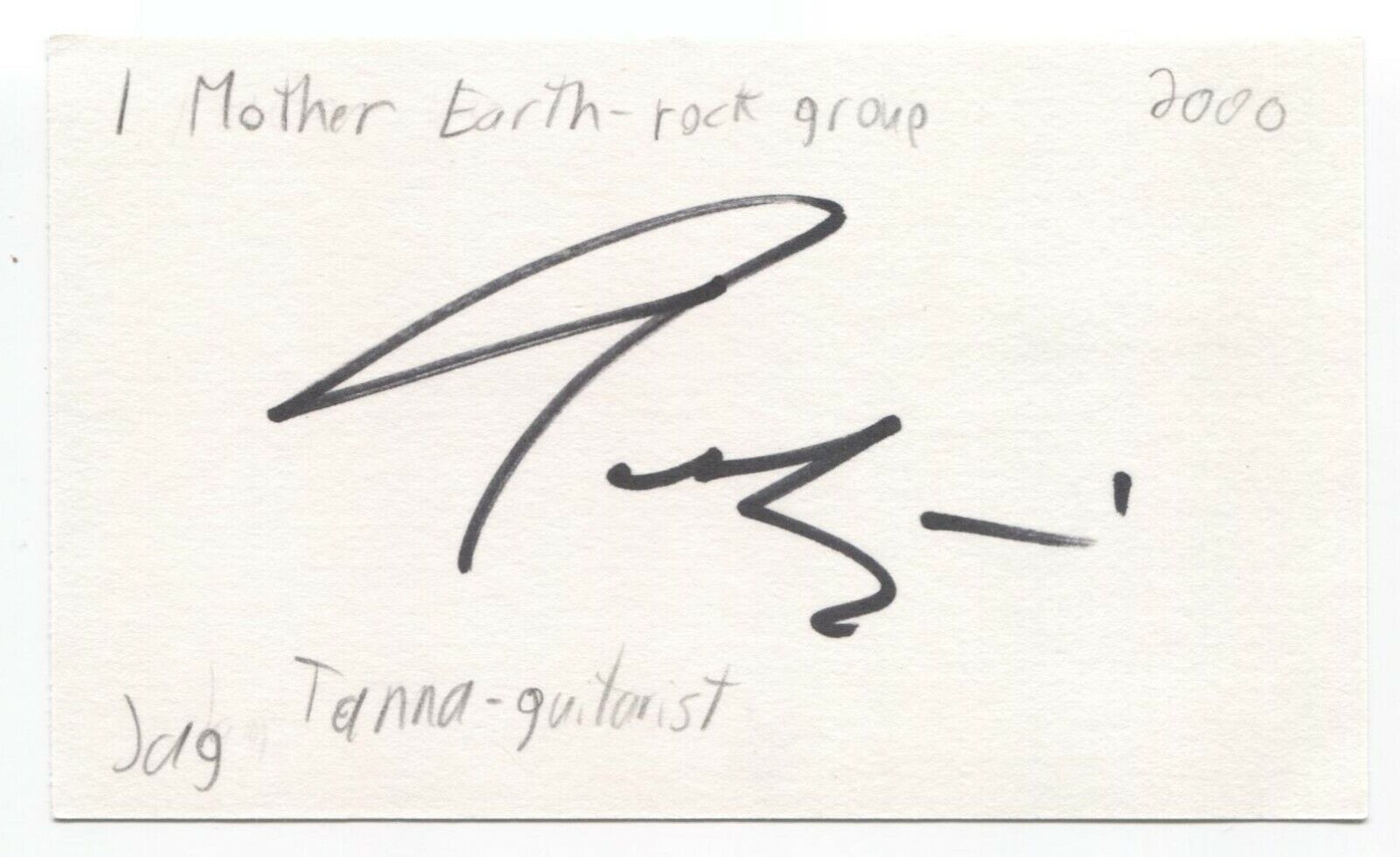 I Mother Earth - Jagori Tanna Card Autographed 3x5 Opening Very popular! large release sale Index Signed