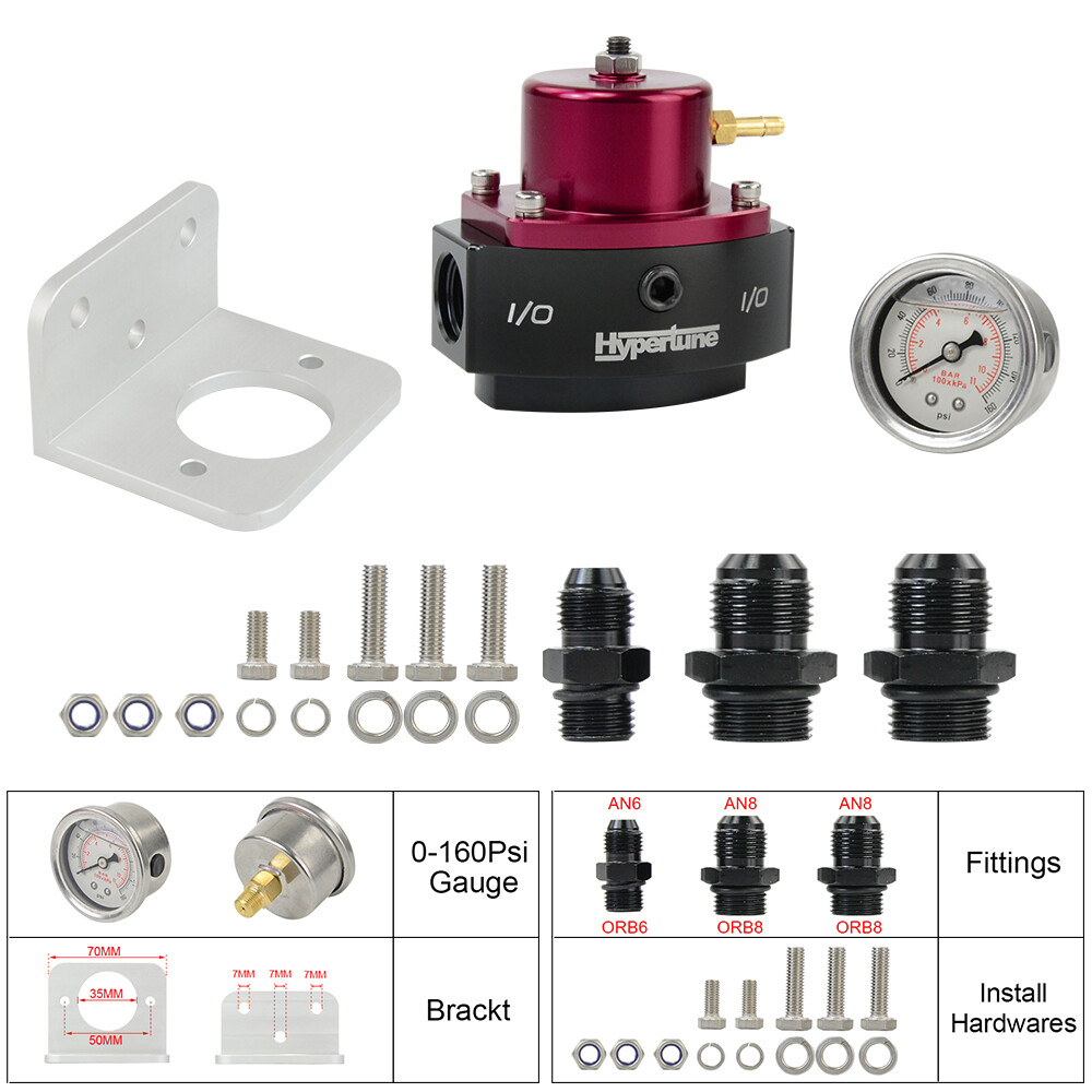 PQY Red 12880 Return Fuel Pressure Regulator 6AN Boost Reference EFI TO CARB eBay