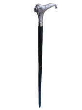 Vintage Walking Cane Hand Carved Wooden Stick Antique Brass Lion Head Handle 38'