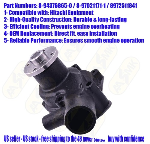 8-94376865-0 HITACHI WATER PUMP COMPATIBLE EX120 EX100-1 EX100-3 ISUZU 4BD1 - Bild 2 von 10