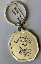 Scorpio Zodiac METAL Key Chain Astrology Silver Tone