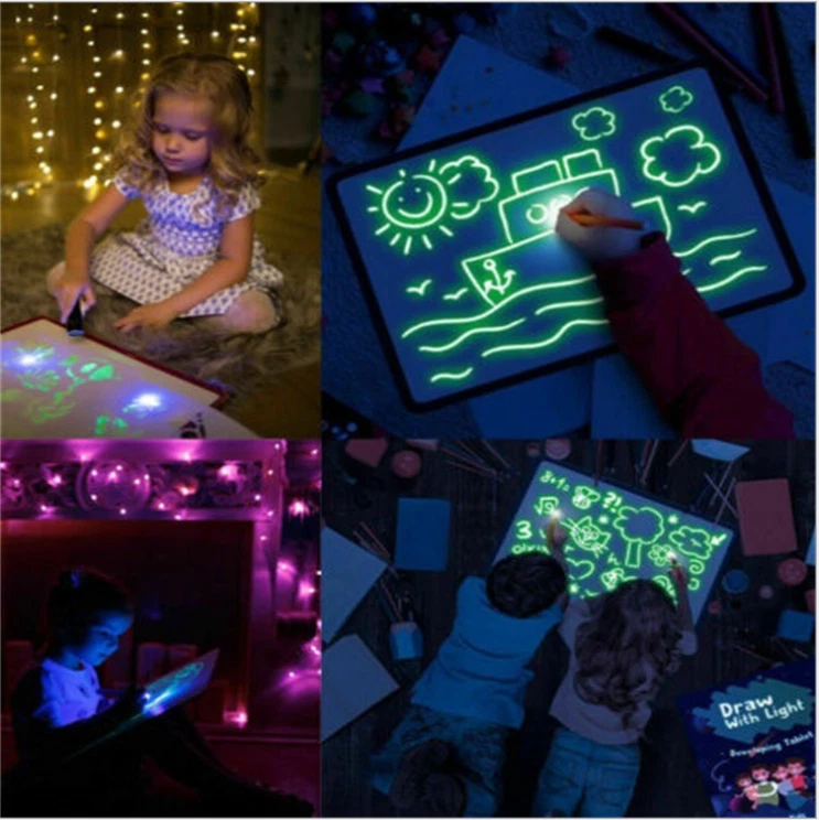 Educational Toy Drawing Pad 3D Magic 8 Light Effects Puzzle Board Sketchpad - Image 3 of 4