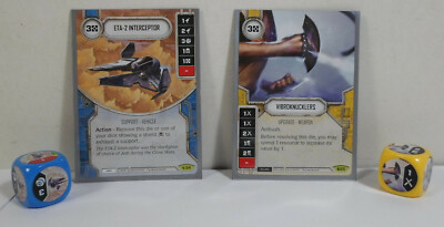 FANTASY FLIGHT STAR WARS DESTINY CARD GAME ETA-2 INTERCEPTOR VIBROKNUCKLERS DICE