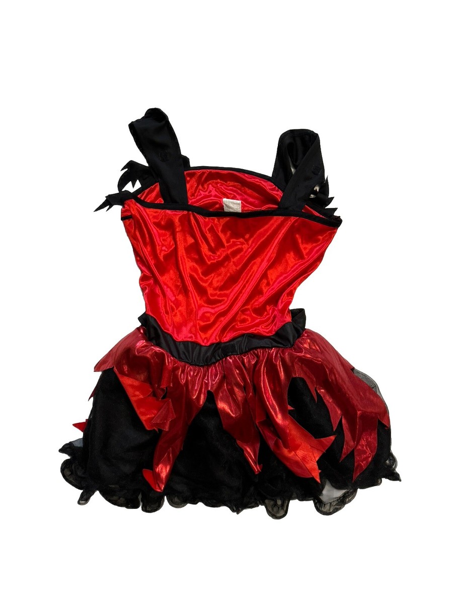 Girl Devil Costume Halloween Dress Only Size XL 14-16 Red Black Gold Buckle Girl Devil Costume Halloween Dress Only Size XL 14-16 Red Black Gold Buckle