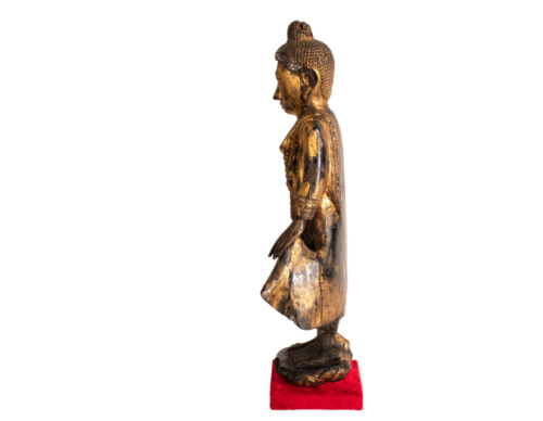 Antiker , Stehender Buddha. Holz, Lack und Vergoldung. Burma , Mandalay. 19. Jh. - Bild 9 von 11