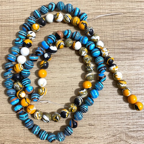 Rainbow Calsilica Beads Jewelry Making Craft Blue Yellow Banded Colorful 8mm Lot - Picture 8 of 10