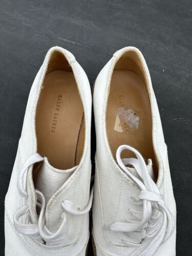 Scarpe Oxford Ralph Lauren Team USA Olympic Flat bianche nabuk - W10/M8 - Foto 3 di 10