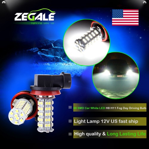 2pcs Car DRL Fog Driving Headlight Bulbs H8 H11 68-SMD High Power White LED Lamp - Picture 3 of 10