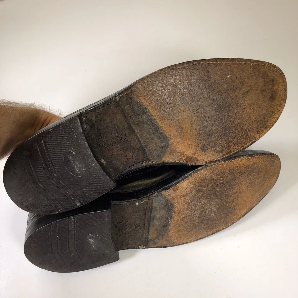 Vtg Florsheim Imperial Black SHELL CORDOVAN Wingtip Oxfords BROGUE Shoes Derby - Image 4 of 4