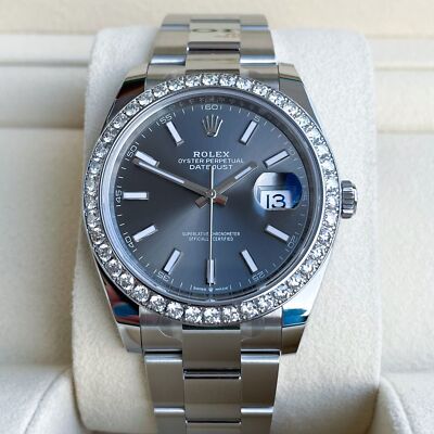 Rolex Datejust 41mm Full Set 2024 UNWORN Rhodium 126300 Diamanten Diamond Bezel