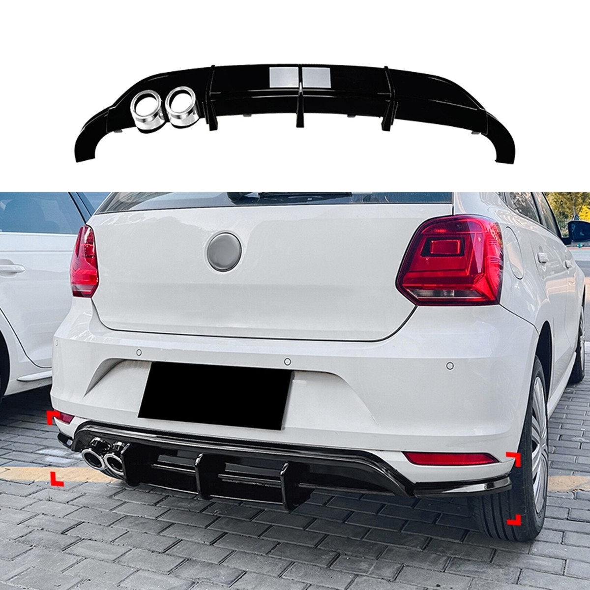 For VW Polo MK5 6R 2009-2014 2012 Rear Bumper Diffuser Lip Spoiler