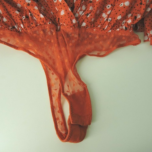 Body estampado Free People Call Me Later manga con volantes top floral malla pinzas S - Imagen 9 de 12