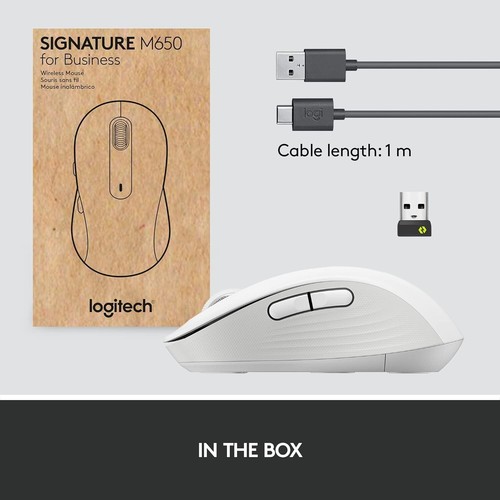 Logitech Signature M650 for Business Medium Wireless Mouse Off White - Picture 6 of 7