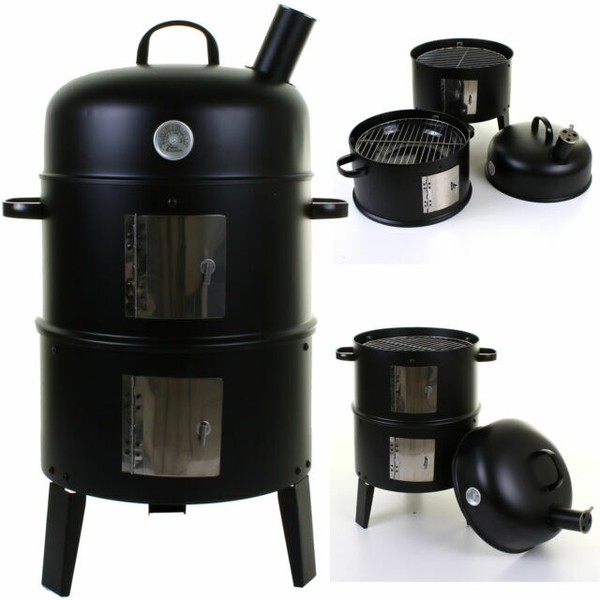Black BBQ Charcoal Grill Barbecue Smoker Garden Outdoor Cooking Steel