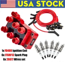 Ignition Coil+Spark Plug+Wire Set for Ford F150 E150 Ranger Mazda Mercury FD488