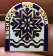 Beckman Ski Club Gold Tone Blue Design Lapel ...