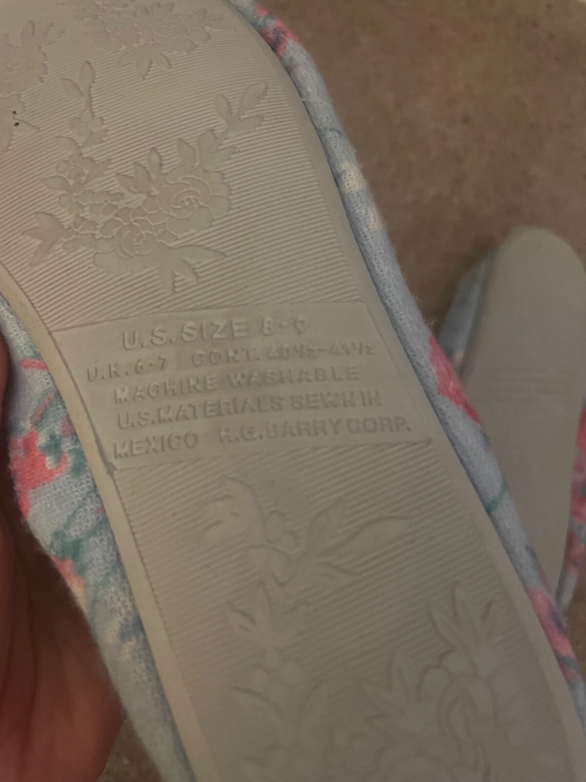 SAOLA ciabatte slip on taglia 6 7 azzurro con fiori rosa e bianchi suola antiscivolo