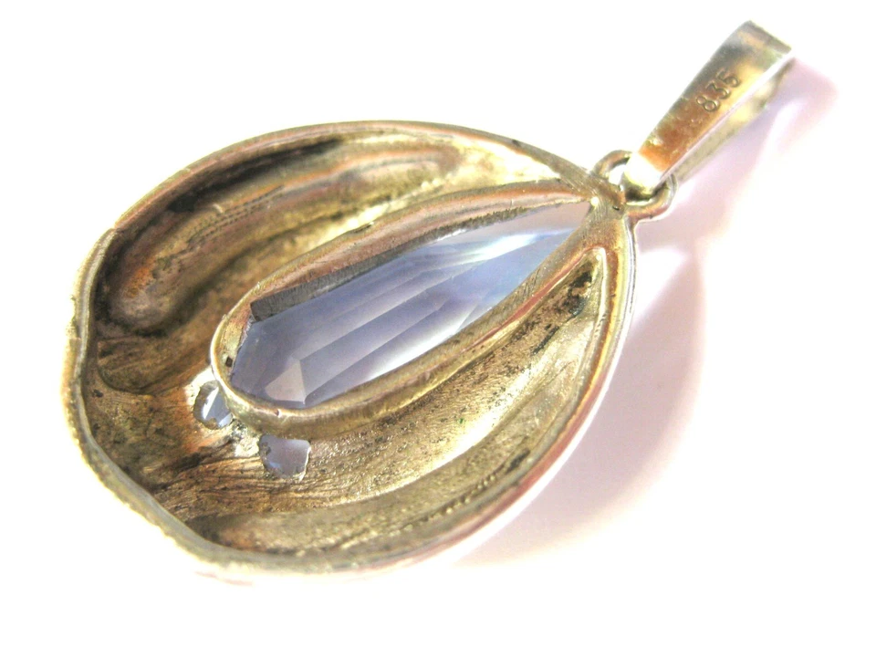 Antico Ciondolo Argento 835 Con Topazio Blu, 7,1 G - Immagine 3 di 3