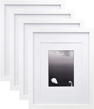 11X14 Picture Frames Made of Solid Wood 4 PCS White Covered by Plexiglass - for