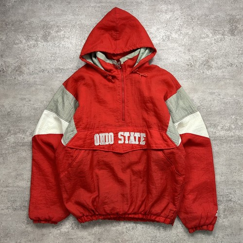 VTG 90s NCAA OHIO STATE BUCKEYES STARTER PUFFER PULLOVER JACKET SIZE XL RED - Picture 2 of 8
