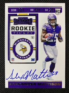 2019 Panini Contenders Alexander Mattison Rookie Ticket Auto #134 Minnesota