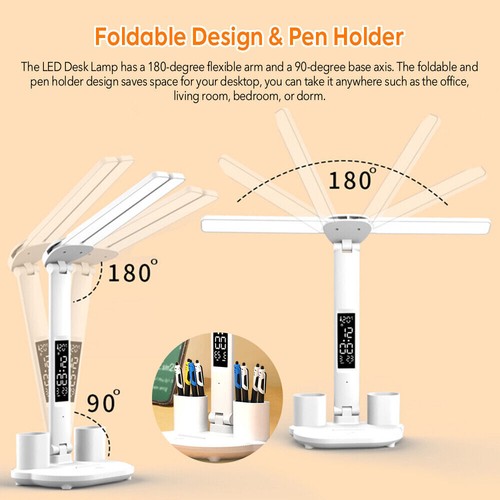 Touch LED Desk Lamp Bedside Study Reading Table Light Dual Head Dimmable USB - Picture 4 of 9