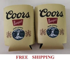 COORS BANQUET GOLDEN COLORADO 12oz  2 BEER CAN COOLERS KOOZIE HUGGIE COOLIE NEW