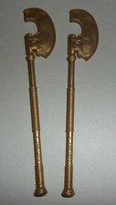 21892, 2x Axe, Battle Axe, Pole Axe, Long Axe, Egyptian, Large. gold