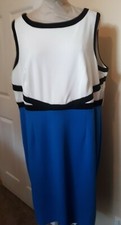 W67 Empire Dress by Shelby & Palmer - Blue, Black & Cream - Size 20W - New