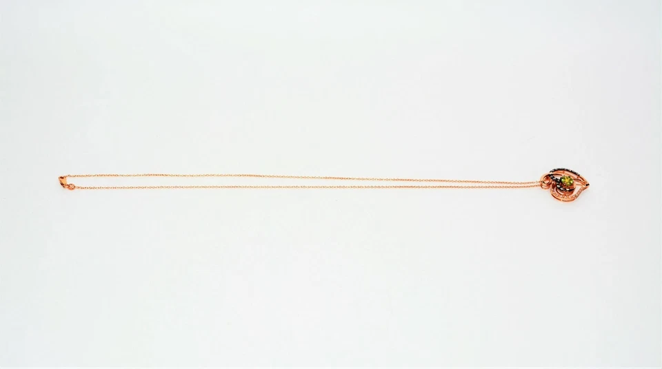 Collar LeVian Esfena Natural y Diamantes Oro Rosa Sólido 14K .96tcw Corazón Fino Foto 3 de 4