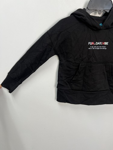 Thereabouts Black "Fun Day Vibe" Print Hoodie Sweatshirt Kids Size XXS 4/5 - Picture 2 of 7