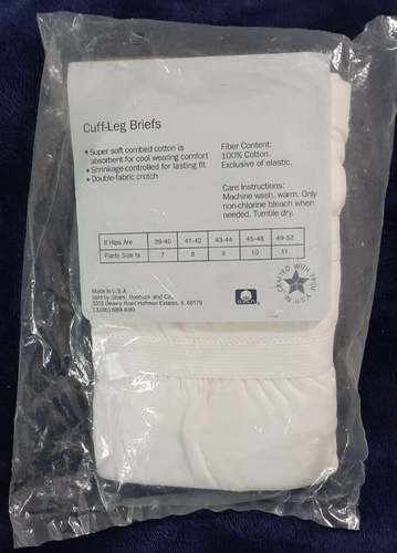 Sears Fundamentals 3 Pair White Combed Cotton Cuff-Leg Briefs Size 8 - Picture 2 of 4