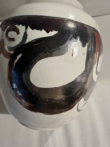 Vtg 1979 Artist “Tobias Weissman” Glazed Inlaid Clay Handmade Vase Signed 10"x9" - Picture 8 of 15
