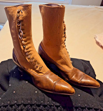 Victorian Leather High Button Boots C 1910 W/ Button Hook NEIMAN MARCUS LABEL