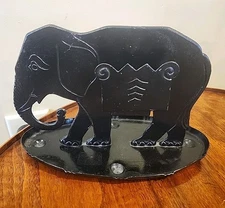 Black Painted Metal Elephant Cigarette/Match Holder Ash Tray Old Vintage Germany