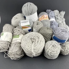 Lot of 2 Lbs YARN mostly Wool Shades of LIGHT GRAY SPA Bamboo Cascade