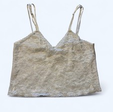 Vintage Victoria's Secret Gold Label Satin Lace Cami Tank White/Cream Sz Medium