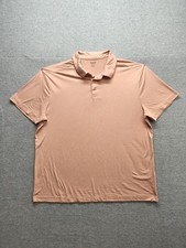 Old Navy Men Polo Shirt XL Peach Button Short Sleeve Stretched Logo Activewear