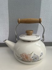 vintage stove top kettle cream floral
