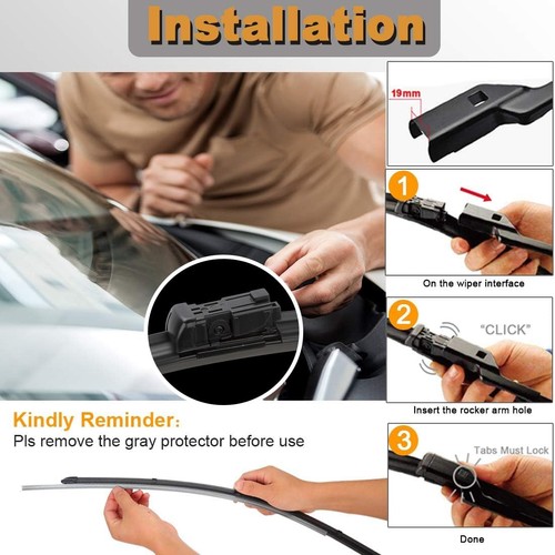 AUTOBOO 26"+23" Windshield Wipers with 12" Rear Wiper Blade Replacement for M... - Picture 5 of 7