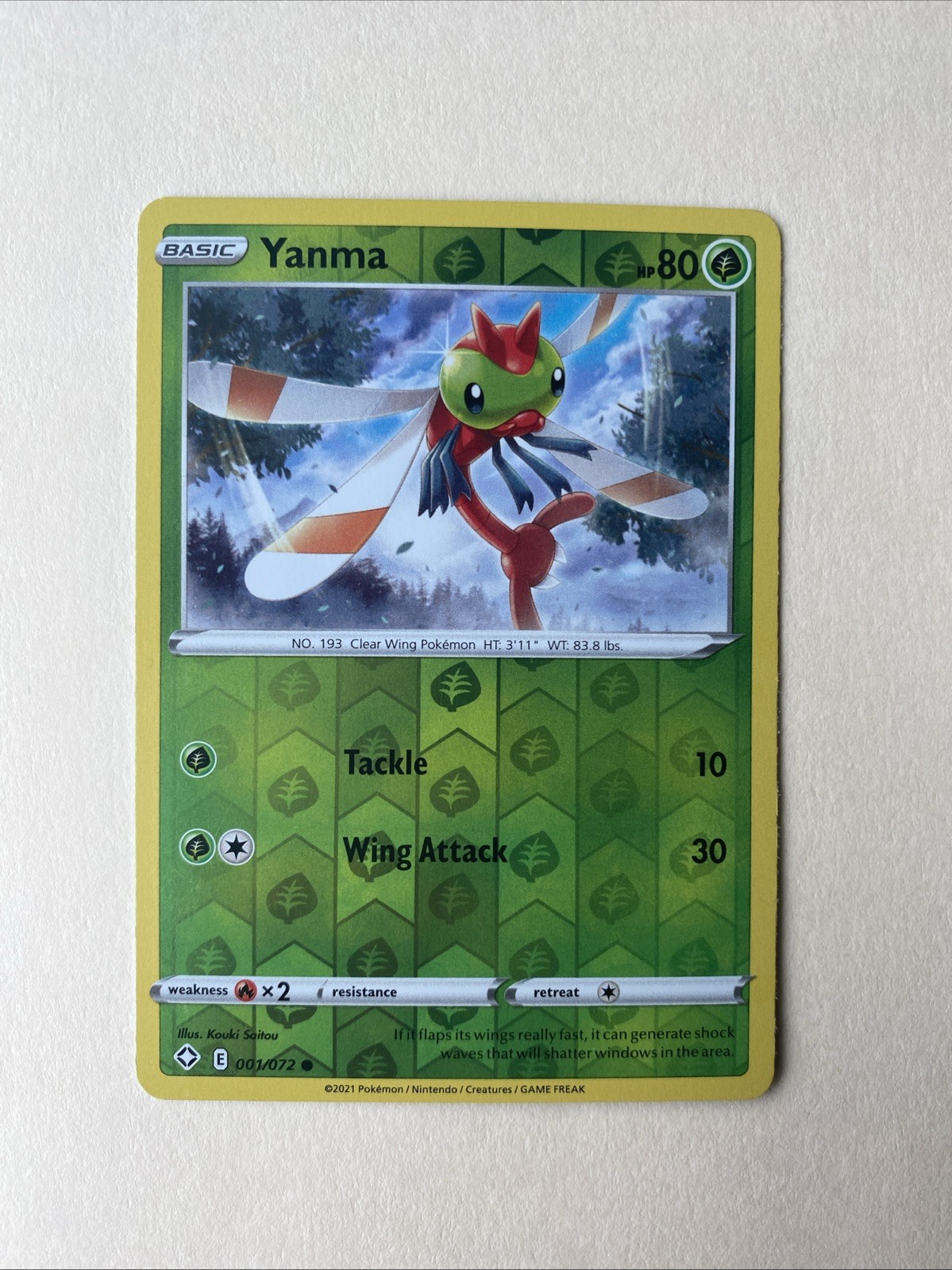 Yanma 001/072 Reverse Holo Shining Fates Pokemon TCG - LP