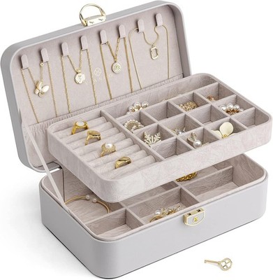VLANDO Schmuckbox Doppelschicht Schließfach Schmuckverwahrung